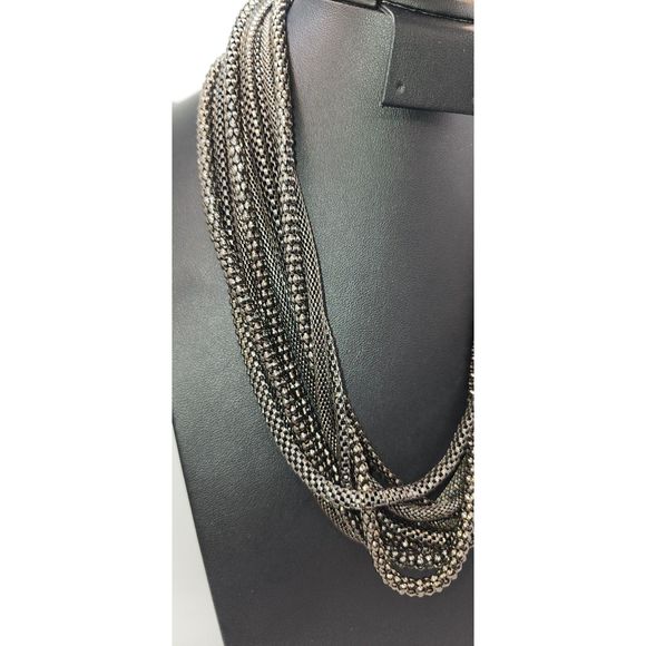 Hematite Beaded Rope Multi-Strand Layered Necklace 9" - Picture 5 of 5